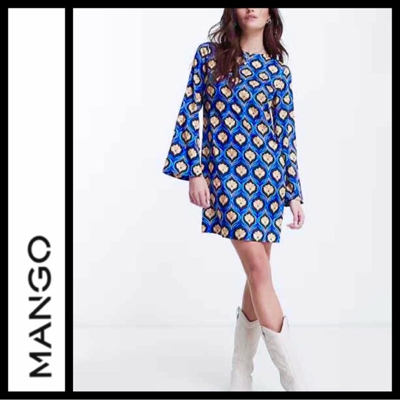 NWT MNG by Mango Mod Print Mini Dress - Picture 1 of 8